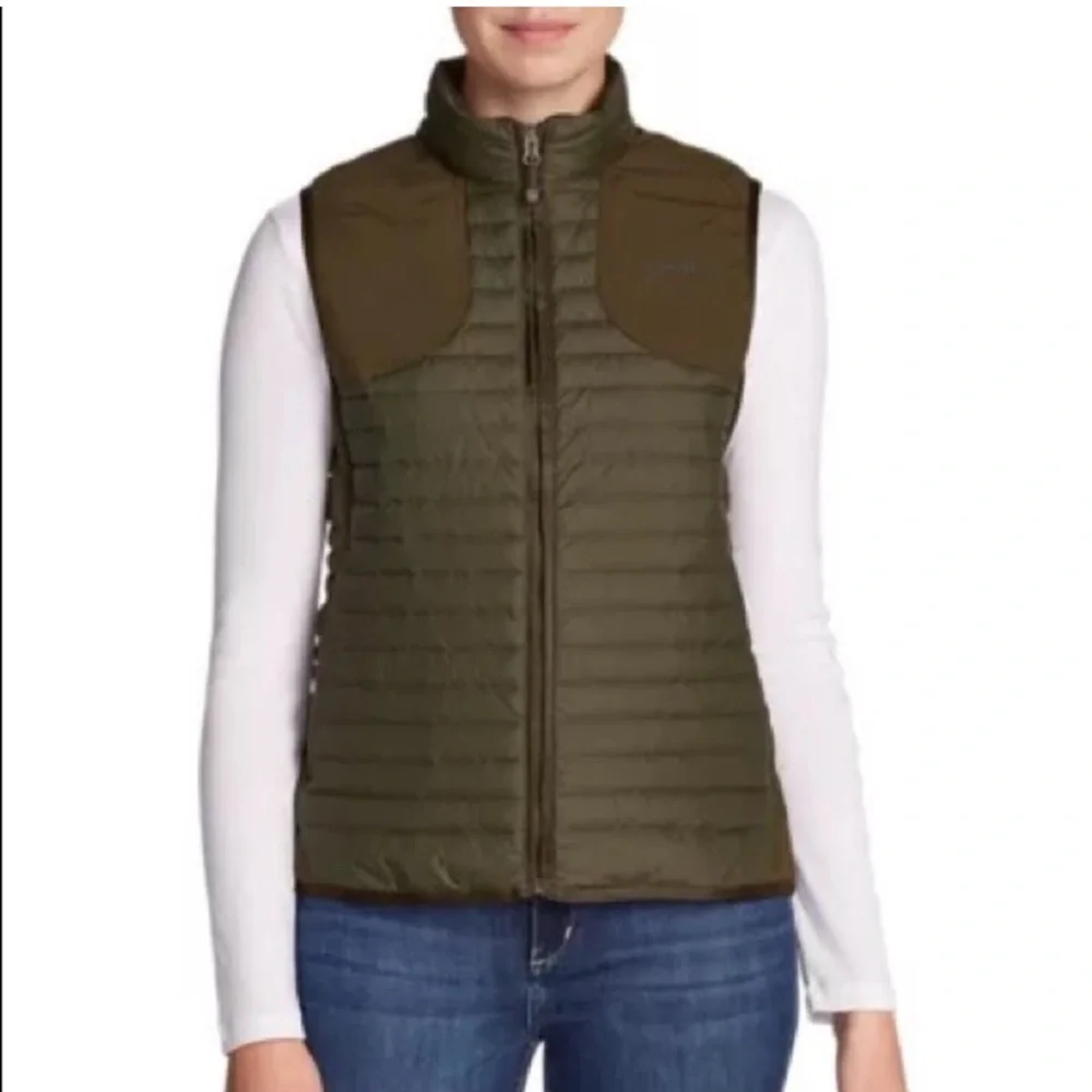 Eddie Bauer Sport Shop Moss 700 Storm Down MicroTherm Green Puffer Field Vest XS